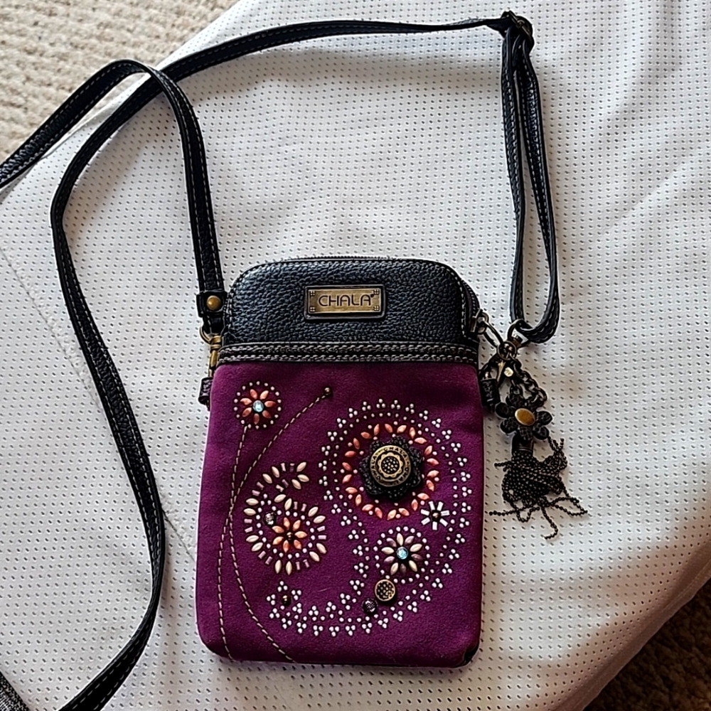 Chala purple paisley cell phone crossbody